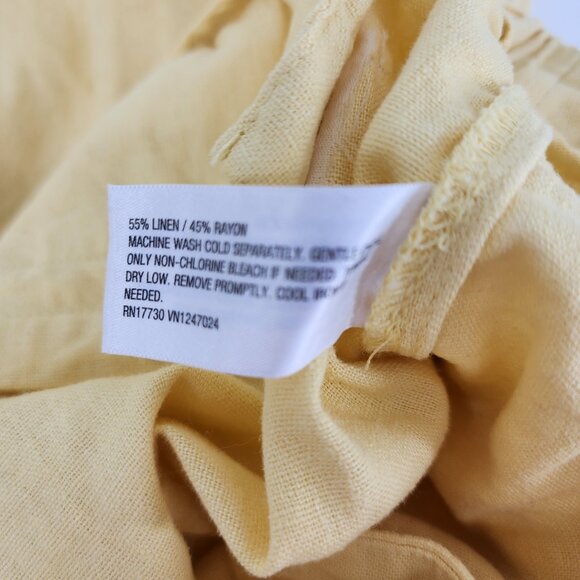 a new day Linen Wide Leg Pants 4 Pleated Front High Rise Waist Yellow - Picture 6 of 6